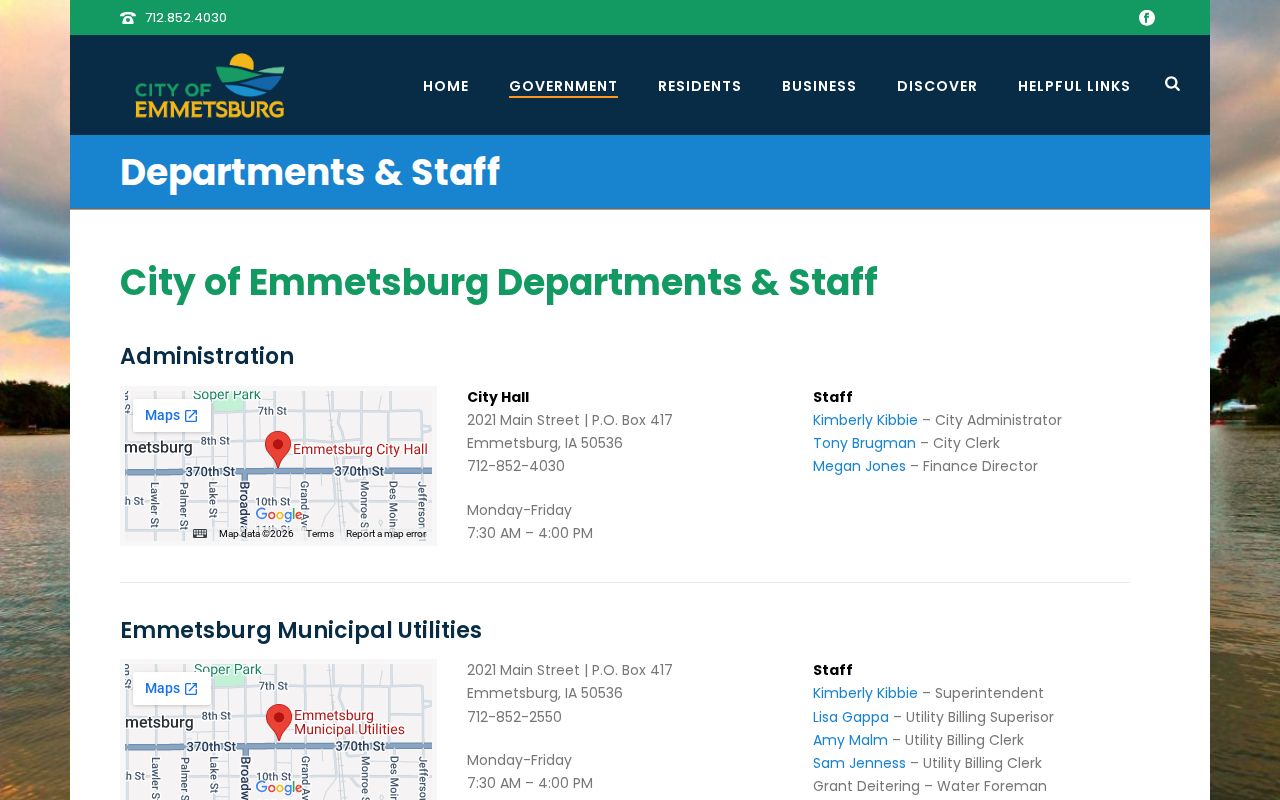 Emmetsburg Police Department arrest-record contact page