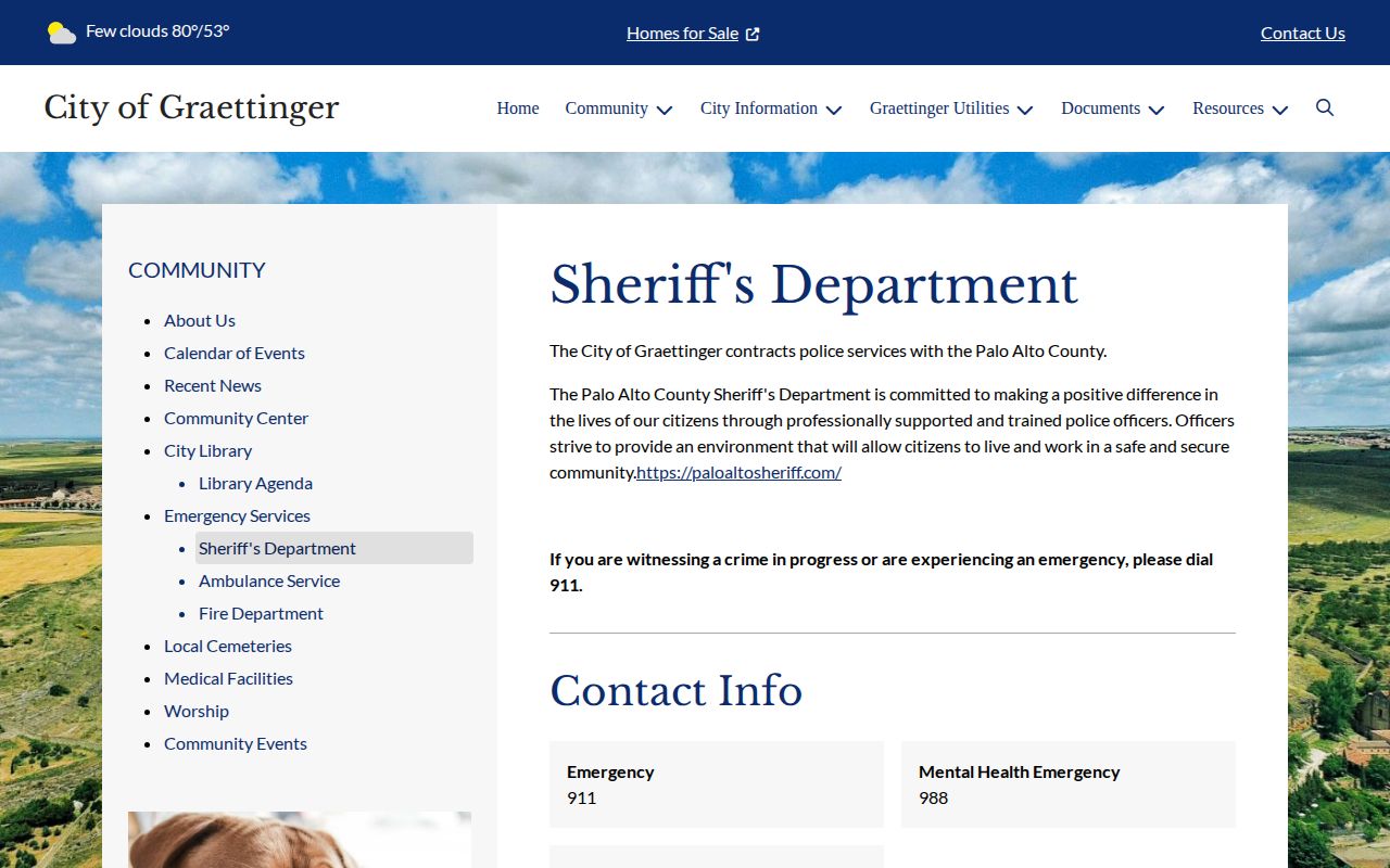 Graettinger sheriff-policed arrest contact information