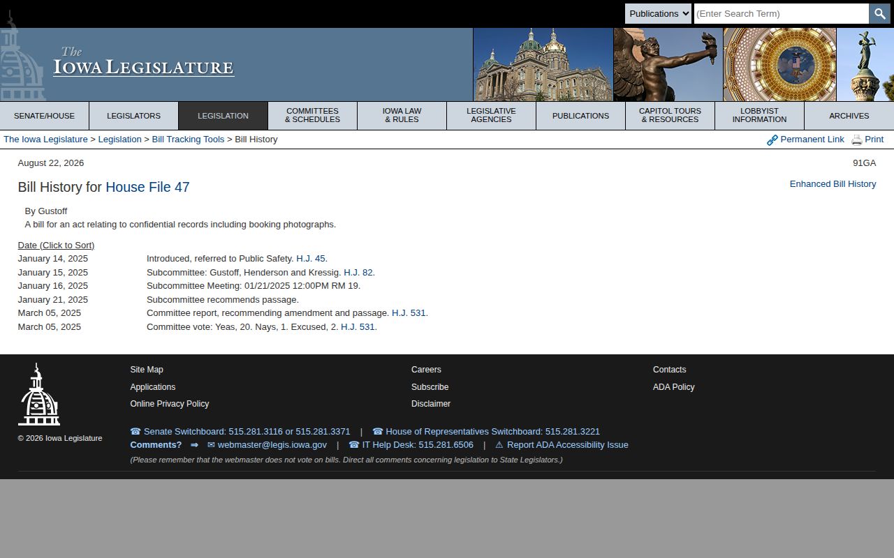 Palo Alto County booking photo law proposal status